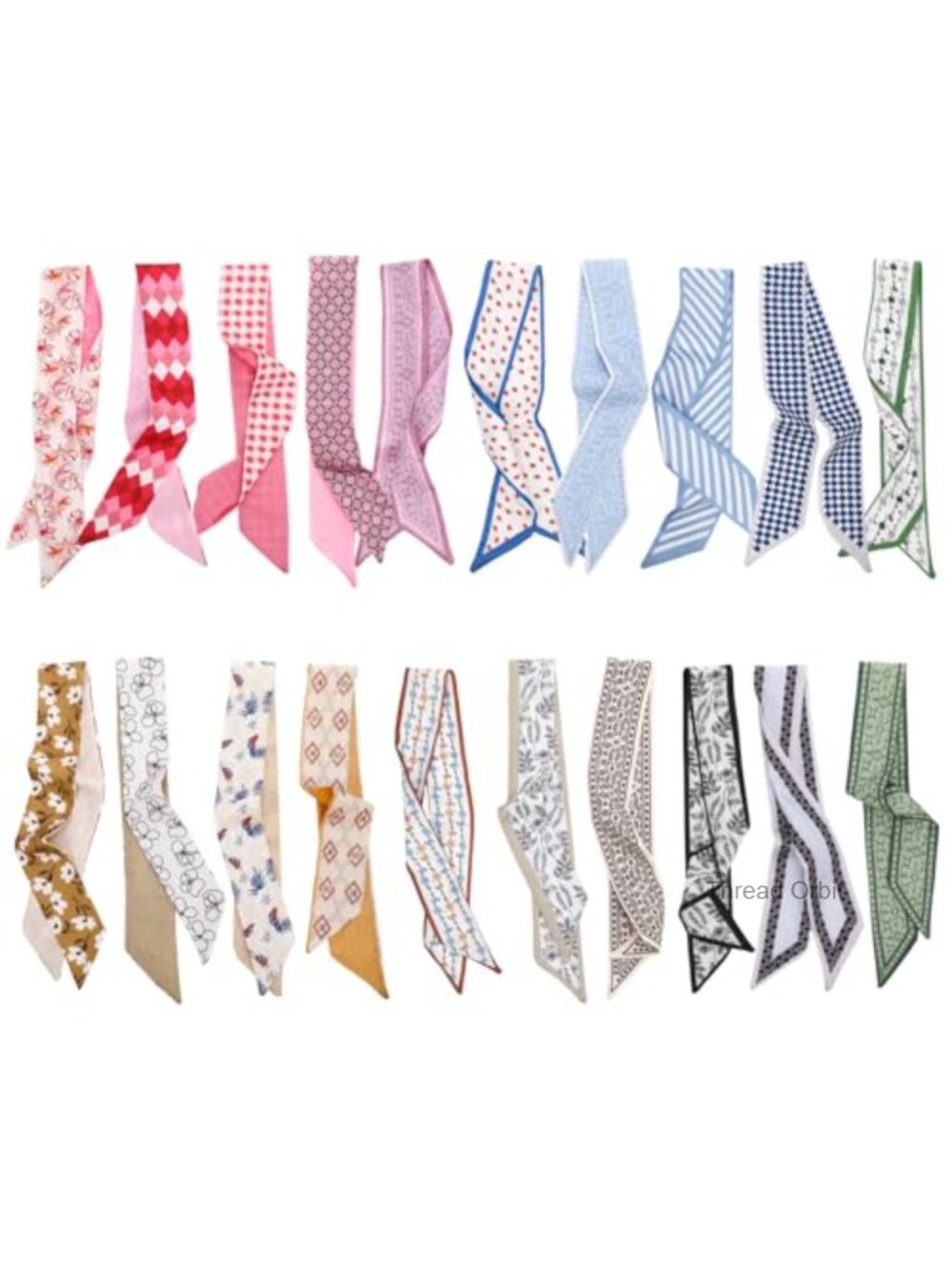 20 Pack Boho Polyester Satin Fashion Scarves Set for Women